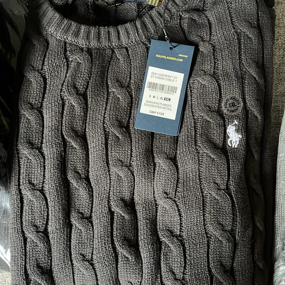 Polo Dark Gray Cable Knit Sweater